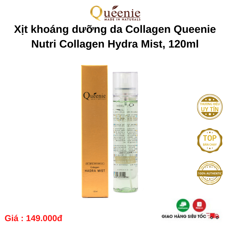 Xịt khoáng dưỡng ẩm bổ sung Collagen Queenie Mỹ phẩm Hàn Quốc 120ml 5 Xit khoang duong da Collagen 120ml 2