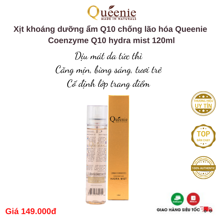 Xịt khoáng dưỡng ẩm Q10 chống lão hóa Queenie Mỹ phẩm Hàn Quốc 120 ml 3 Xit khoang duong am Q10 120ml