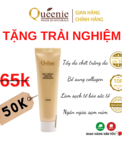 Gel tẩy tế bào chết dưỡng trắng da Queenie bổ sung Collagen trải nghiệm 20ml