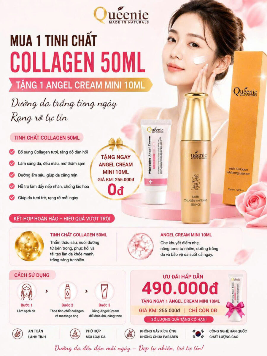 Tinh chất trắng da bổ sung Collagen Queenie Mỹ phẩm Hàn Quốc 50ml 24 Tinh chat Q 50ml