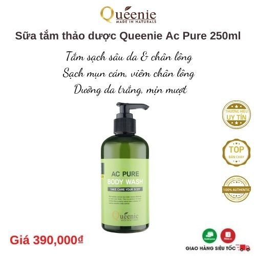 Sữa tắm thảo dược kháng viêm kiểm soát mụn Ac Pure Queenie Mỹ phẩm Hàn Quốc 250ml 3 Sữa tắm thảo dược kháng viêm kiểm soát mụn Ac Pure Queenie Mỹ phẩm Hàn Quốc 250ml