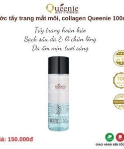 Nước tẩy trang mắt & môi dưỡng trắng da bổ sung Collagen Queenie 100ml