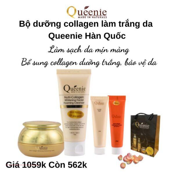 SĂN GIÁ TỐT FULLSIZE DƯỠNG TRẮNG DA VÀ TRANG ĐIỂM THỜI THƯỢNG HÀN QUỐC 38 Bộ dưỡng collagen làm trắng da Queenie Hàn Quốc