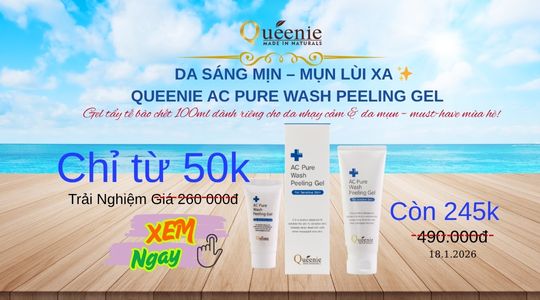 Gel tẩy tế bào chết cho da nhạy cảm và da mụn Queenie AC Pure