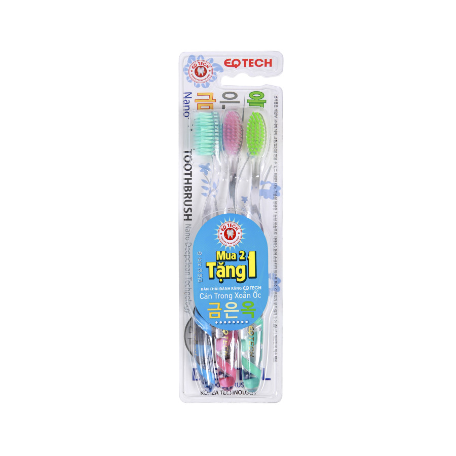 Vỉ bàn chải cán trong xoắn ốc EQ TECH 2 tặng 1 3 Vi ban chai can trong xoan oc EQ TECH 2 tang 1
