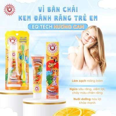 Vỉ bàn chải kem đánh răng trẻ em EQ Tech Junior Orange 7 Vi ban chai kem danh rang tre em EQ Tech Junior Orange4