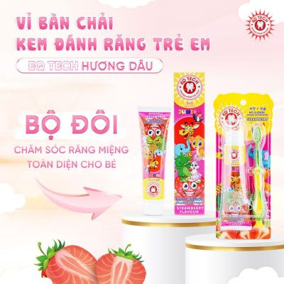 Vỉ bàn chải kem đánh răng trẻ em EQ Tech Junior Strawberry 5 Vi ban chai kem danh rang tre em EQ Tech Junior Strawberry2