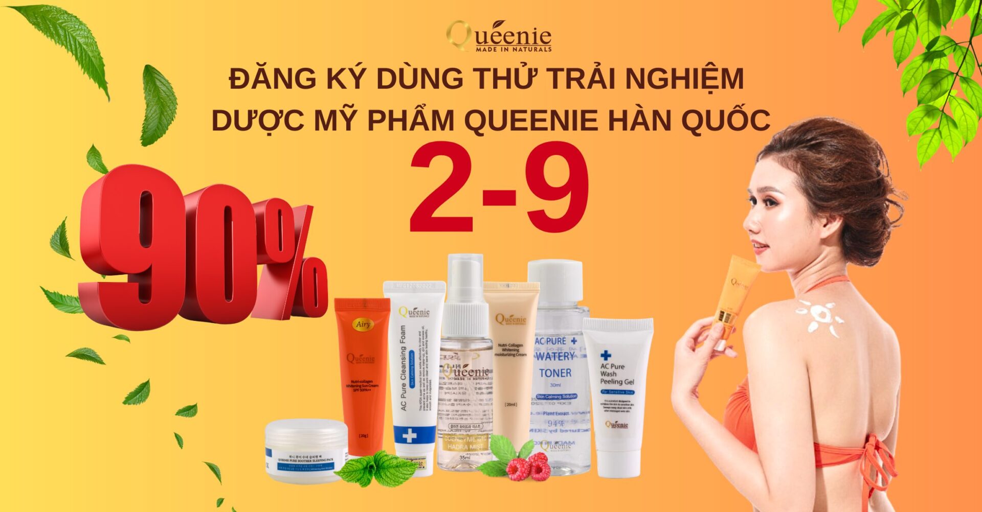 ĐĂNG KÝ DÙNG THỬ TRẢI NGHIỆM DƯỢC MỸ PHẨM QUEENIE HÀN QUỐC 