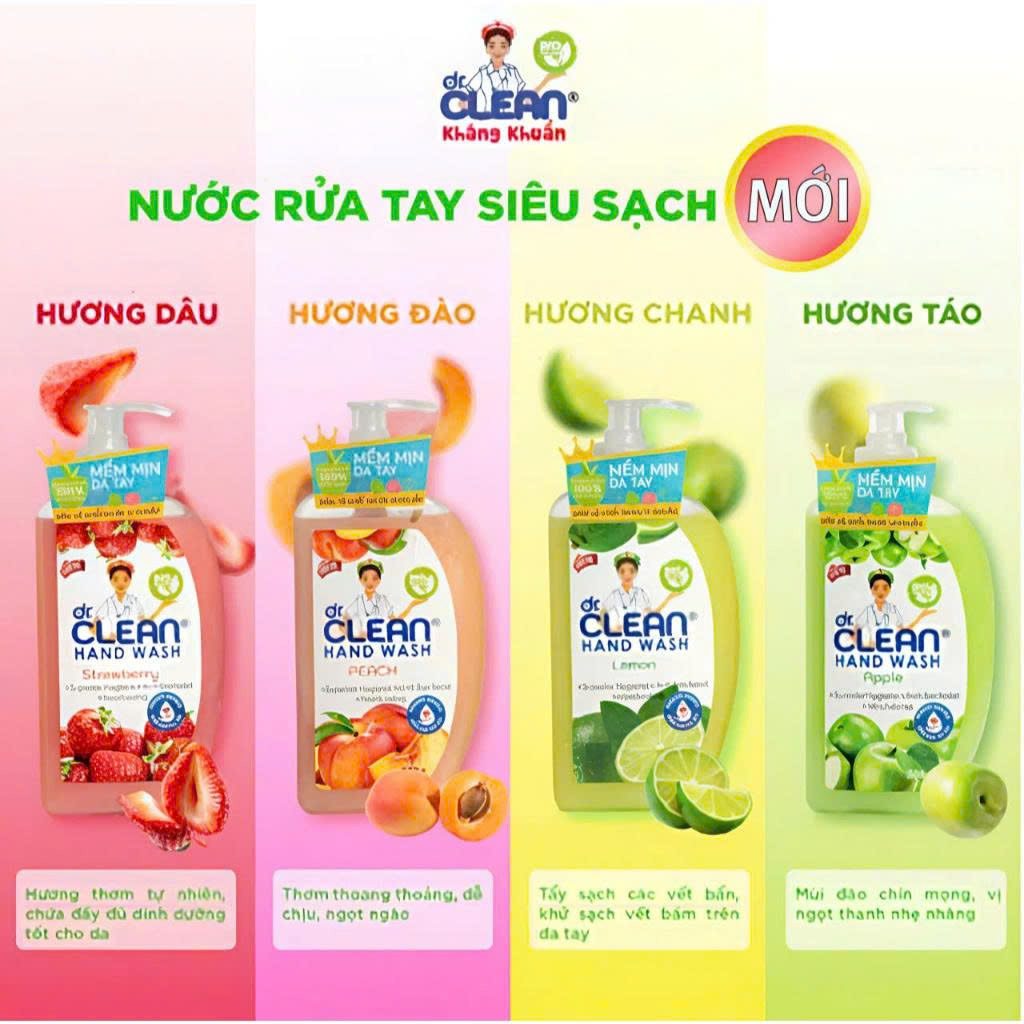 Nước rửa tay sinh học Dr Clean 500ml giúp ngăn ngừa vi khuẩn duy trì độ ẩm cho làn da mềm mại 3 Rua tay DR 500ml