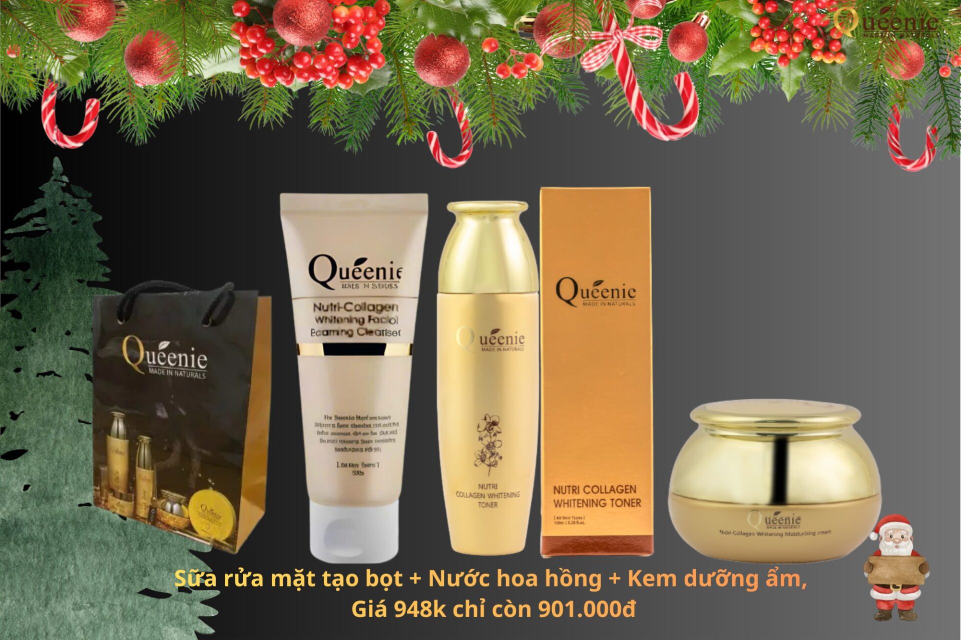 BỘ DƯỠNG TRẮNG COLLAGEN QUEENIE MÃ 123510 18 123510
