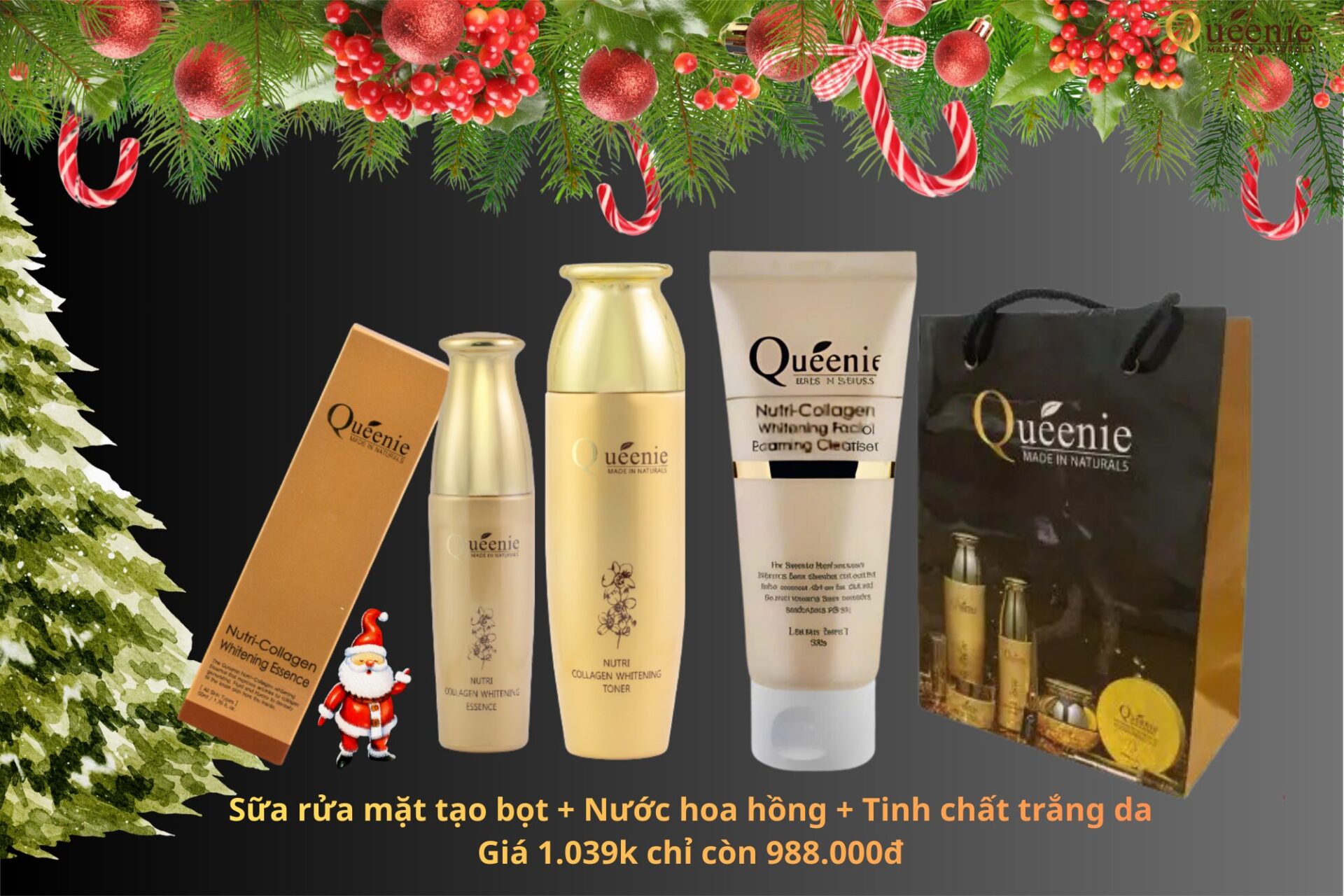 BỘ BA DƯỠNG TRẮNG COLLAGEN QUEENIE Mã 123555 18 123555 5 2