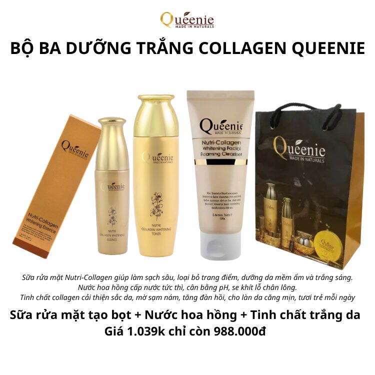BỘ BA DƯỠNG TRẮNG COLLAGEN QUEENIE Mã 123555 3 123555 5