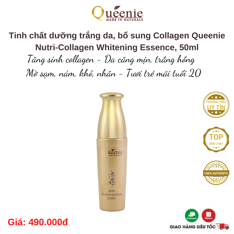 BỘ BA DƯỠNG TRẮNG COLLAGEN QUEENIE Mã 123555 7 Tinh chat duong trang da bo sung Collagen 50ml